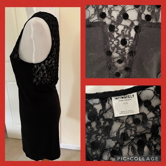 FREE PEOPLE BLACK LACE ABD LYCRA BODYCON DRESS   LARGE - Picture 6 of 11